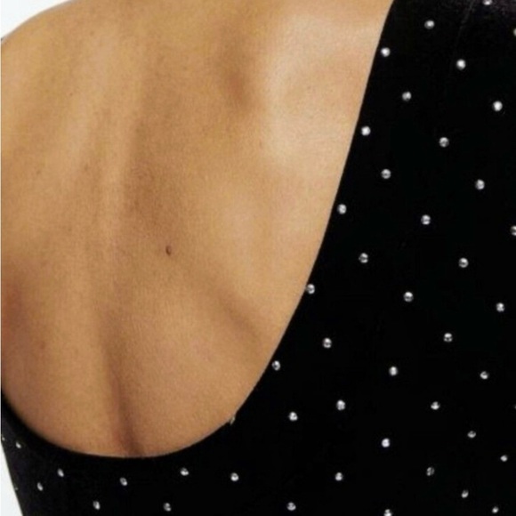 Black Velvet Dress With Silver “Rhinestones” - Picture 2 of 5